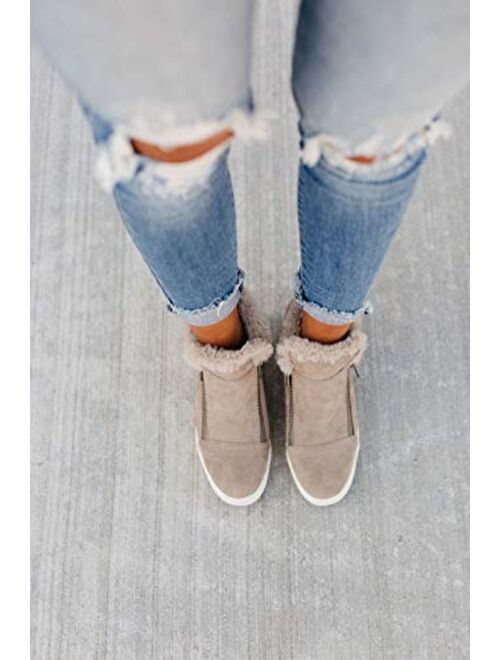 LAICIGO Women’s Hidden Wedge Platform Sneakers Side Zipper Slip-on Closed Toe Faux Leather Ankle Booties
