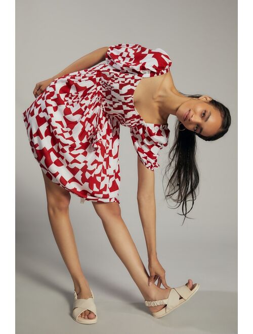 Geisha Designs Smocked Geo Mini Dress