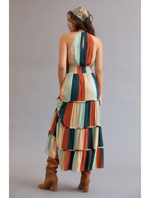 Farm Rio Colorblocked Shimmer Maxi Dress