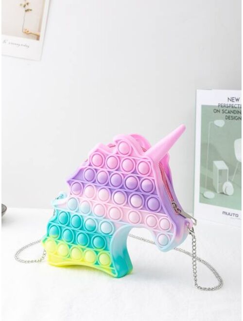 Shein Girls Colorblock Unicorn Design Novelty Bag