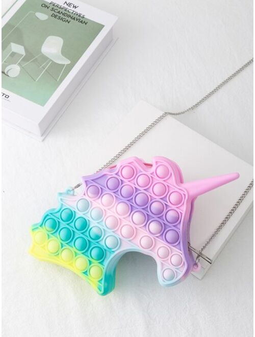 Shein Girls Colorblock Unicorn Design Novelty Bag