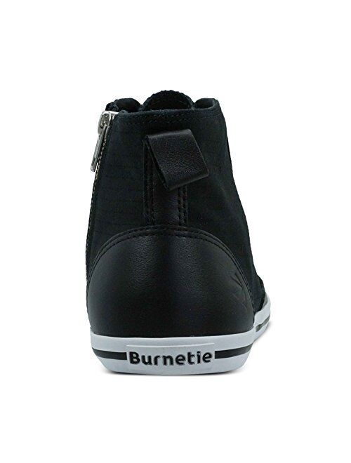 Burnetie Men's Black Solid Plaid High Top Vintage Sneaker