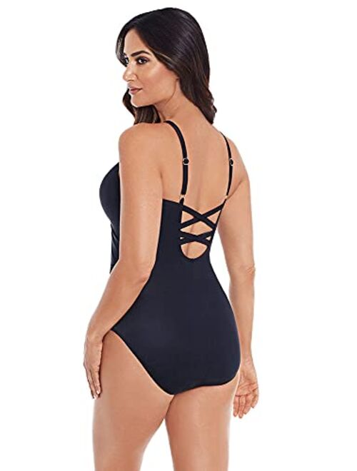 Miraclesuit Women's Swimwear Rock Solid Captivate Tummy Control Underwire Cross Back One Piece Swimsuit