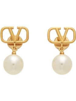 GARAVANI Gold VLogo Pearl Earrings