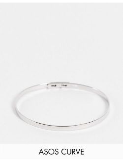 Curve bangle bracelet in minimal design in silver tone