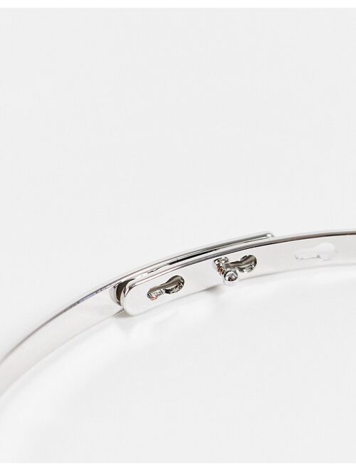 Asos Design Curve bangle bracelet in minimal design in silver tone