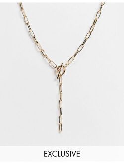 Inspired gold chain necklace with T-bar