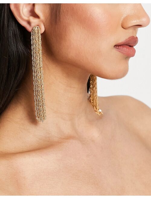 Asos Design earrings with tassel chain in gold tone