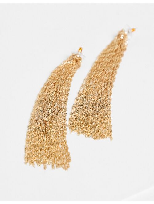 Asos Design earrings with tassel chain in gold tone