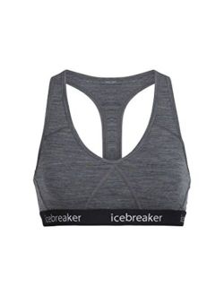 Icebreaker Women's Sprite Racerback Sports Wireless Bras, Gritstone Heather/Black, SM