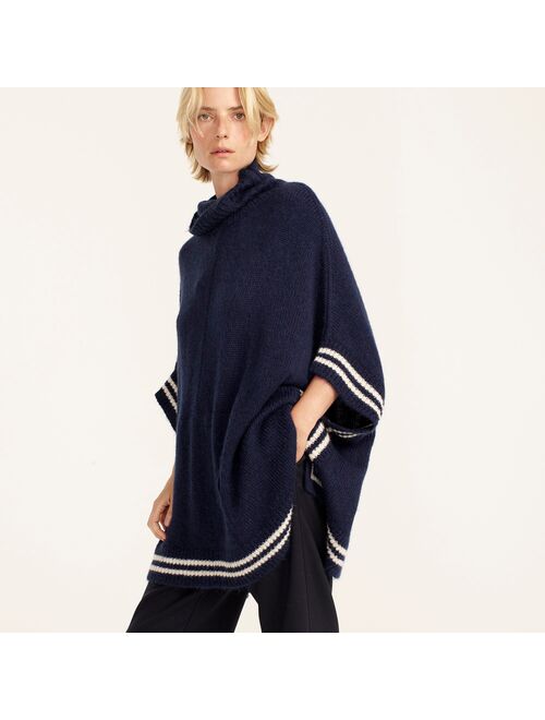 J.Crew Relaxed turtleneck poncho with striped border