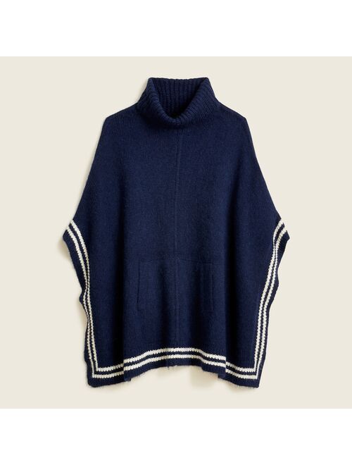J.Crew Relaxed turtleneck poncho with striped border