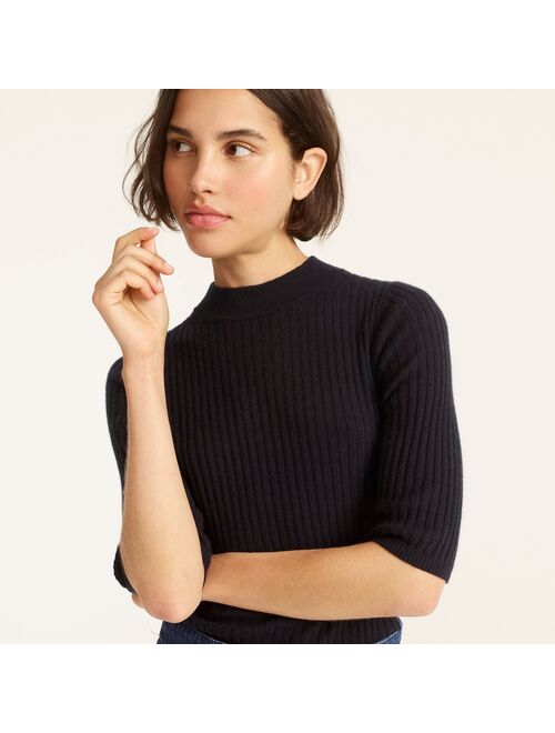 J.Crew Featherweight cashmere ribbed mockneck sweater