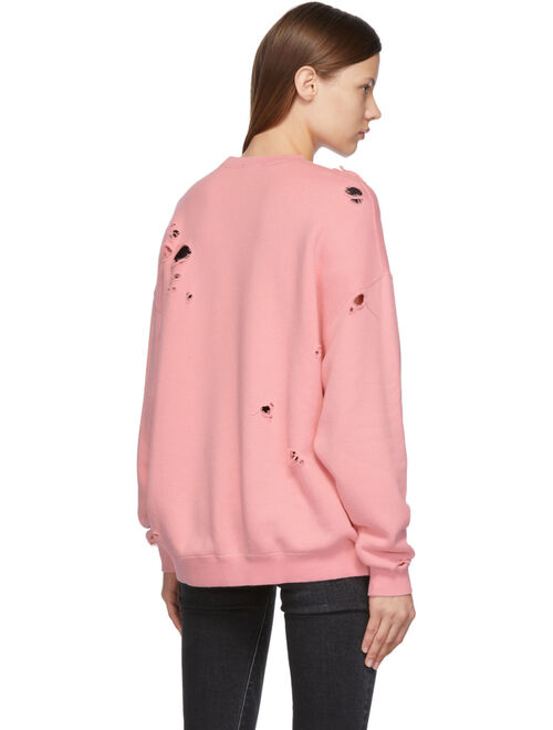R13 Pink FTS Distressed Oversized Sweatshirt