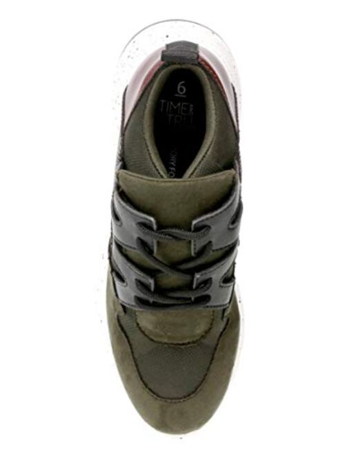 Time and Tru Women's Cliff Sneaker with Memory Foam Insole (Olive)