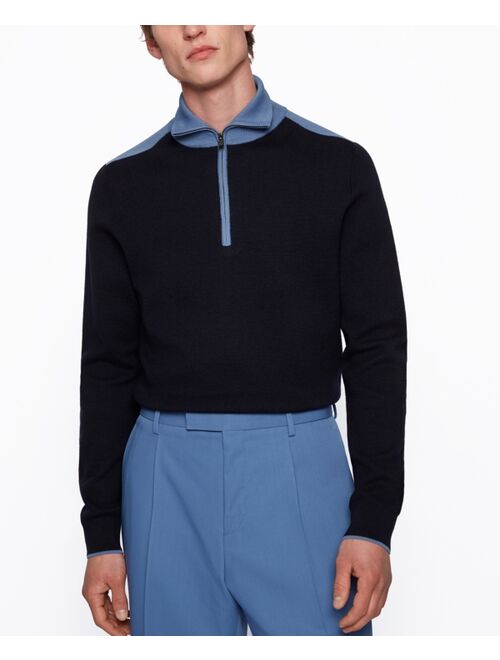 Hugo Boss BOSS Men's Contrast-Collar Troyer Sweater