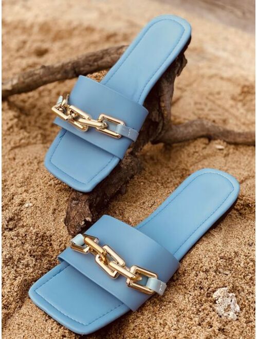 Shein Chain Decor Slide Sandals
