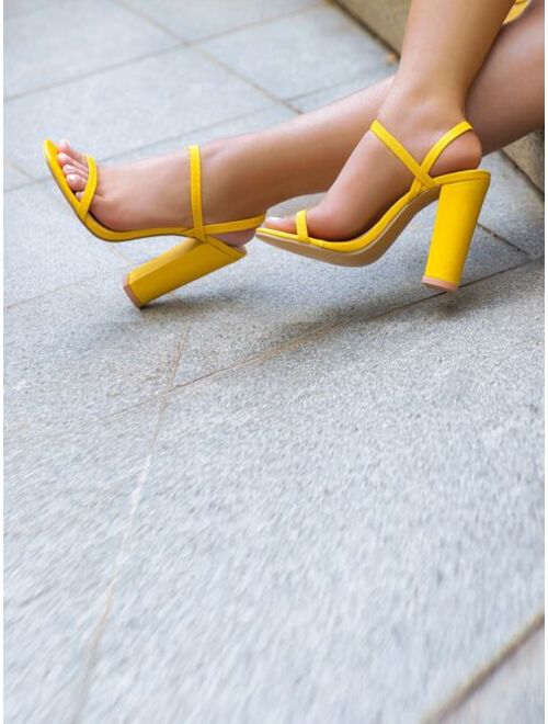 Shein Minimalist Chunky Heeled Slide Sandals