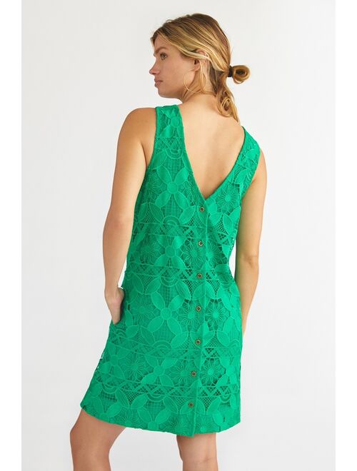 Anthropologie Lace Green Sleeveless Mini Dress