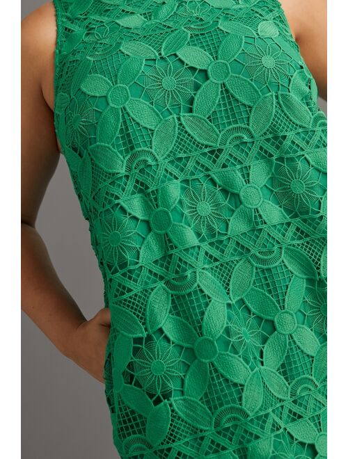 Anthropologie Lace Green Sleeveless Mini Dress