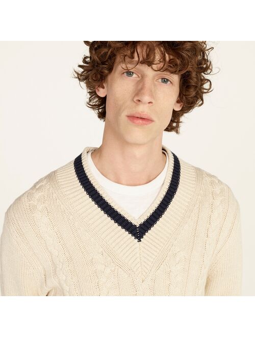 J.Crew Cotton cable-knit V-neck sweater