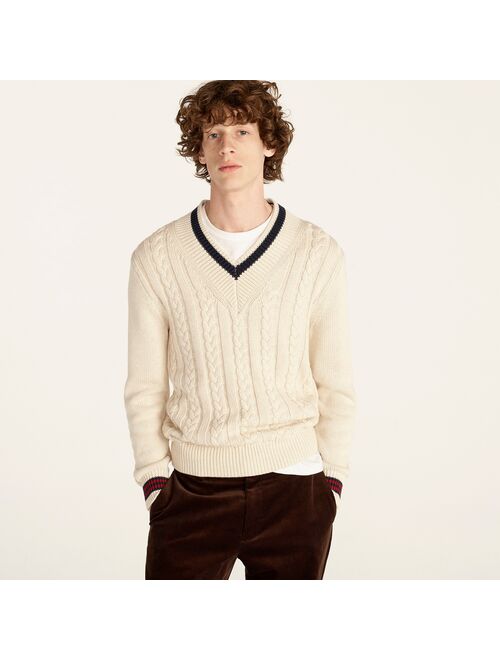 J.Crew Cotton cable-knit V-neck sweater