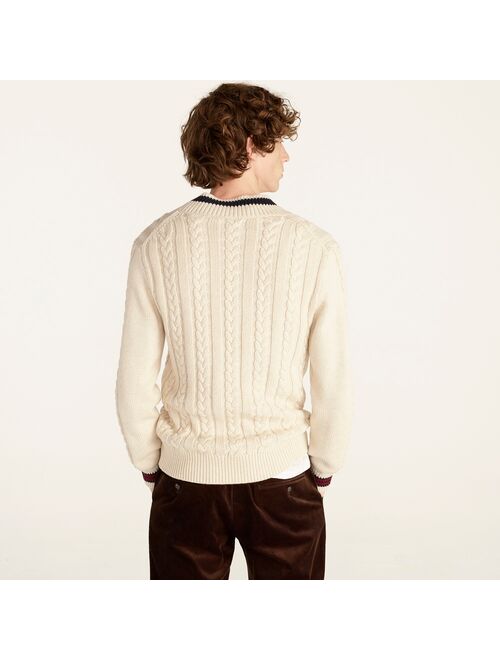 J.Crew Cotton cable-knit V-neck sweater