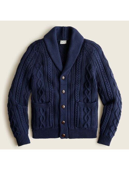 J.Crew Cotton cable-knit shawl cardigan sweater