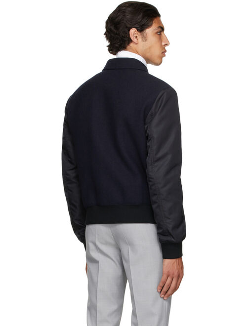 Hugo Boss Hugo Navy Wool Twill Bomber Jacket