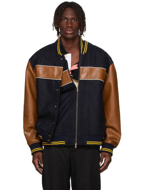 Y/Project Black & Brown Double Stripe Bomber Jacket
