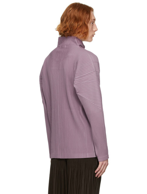 Homme Plissé Issey Miyake Purple Color Pleats Zip-Up Jacket