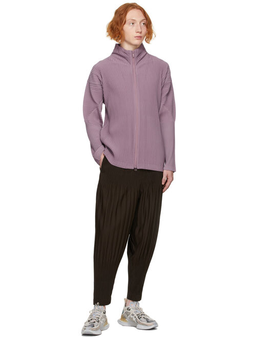 Homme Plissé Issey Miyake Purple Color Pleats Zip-Up Jacket