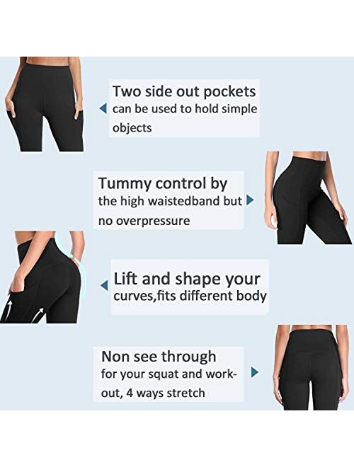 GAYHAY High Waist Yoga Pants with Pockets for Women - Soft Tummy Control 4 Way Stretch Capri Leggings for Workout Running