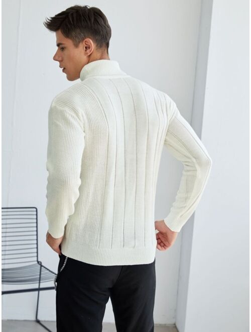 SHEIN Men Turtle Neck Ribbed Knit Sweater