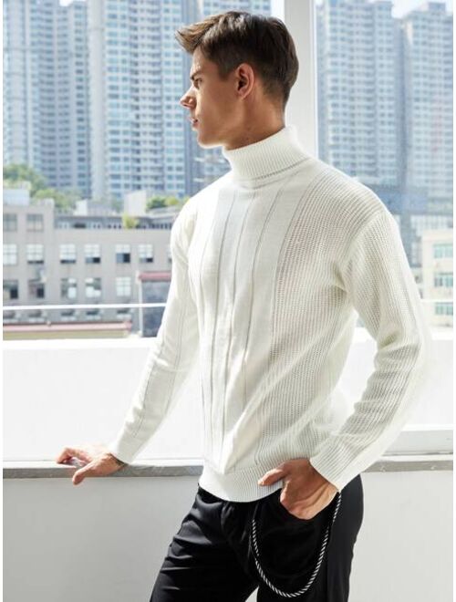 SHEIN Men Turtle Neck Ribbed Knit Sweater