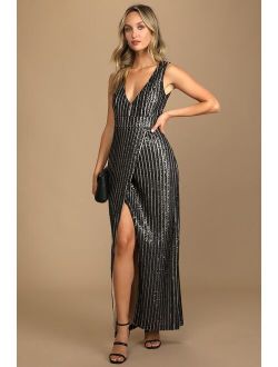Unforgettable Elegance Black Sequin Sleeveless Maxi Dress