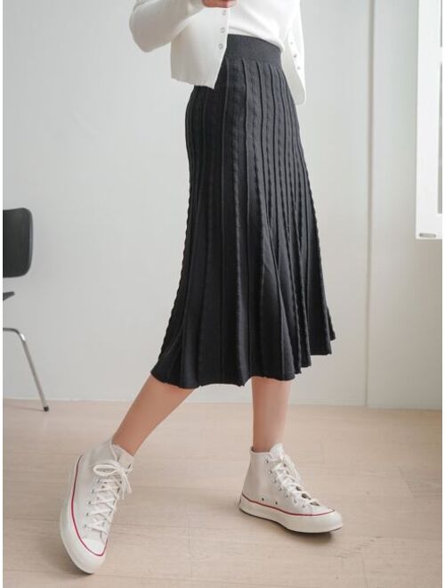 DAZY High Waist Seam Detail Pleated Knit Skirt