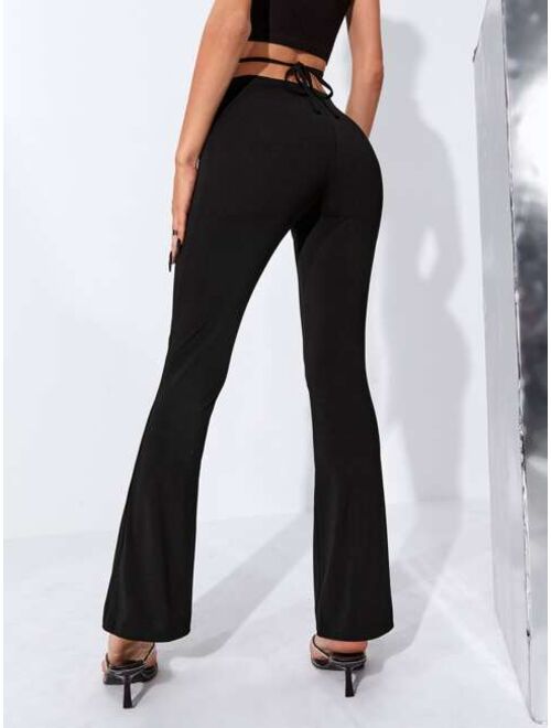Shein Ruched Cut Out Waist Flare Pants