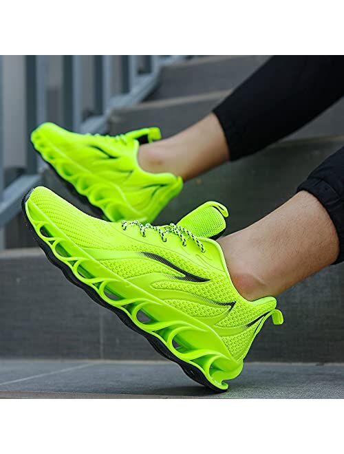 QUINMOK Mens Fashion Sneakers Walking Breathable Non Slip Gym Running Tennis Shoes