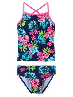 BAOHULU Girls Two Pieces Swimsuit Flower Blossoms Print Bikini Set Swimwear Kids Strap Breathable Rashguard Toddler Bathing Suit