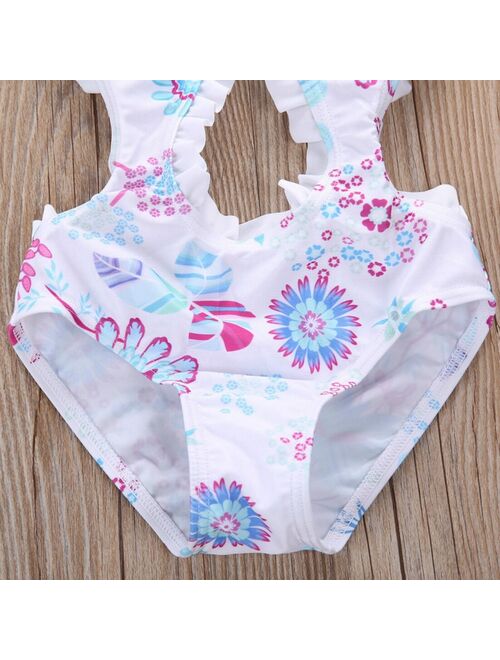 1-6Yrs Girl Floral Tankini Kids Split Swimwear Toddler Swimsuit Costume Baby Bathing Suit Summer Girls Beachwear