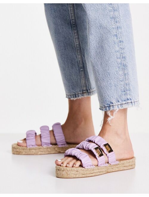 Asos Design Jerry ruched strappy espadrille mules in lilac