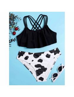 Girl Swimsuit Baby Swimsuit for Girls Summer Sling Sleeveless Solid Color Tops＋ Polka Dot Panties Baby Clothes Beach Swimwear
