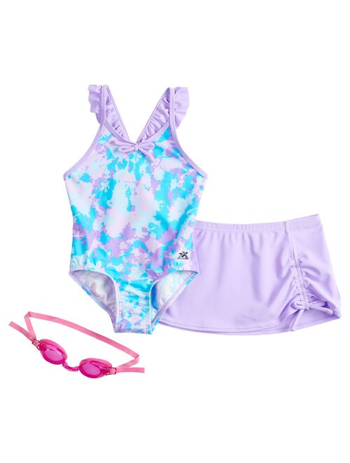 Girls 4-6x ZeroXposur Foggy Day One-Piece & Cover-Up Skirt Swimsuit Set