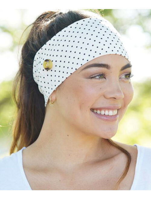 Love, Kuza Ivory Polka Dot Dual-Layer Non-Medical Mask & Button Headband Set