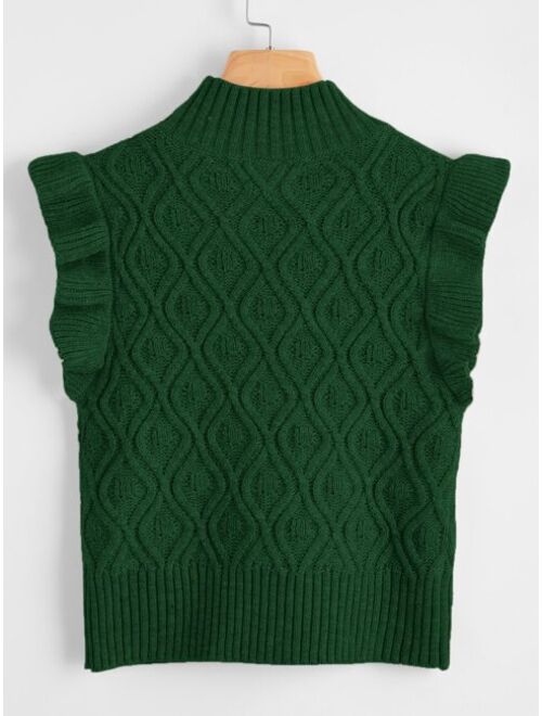 Shein Ruffle Armhole Solid Sweater Vest