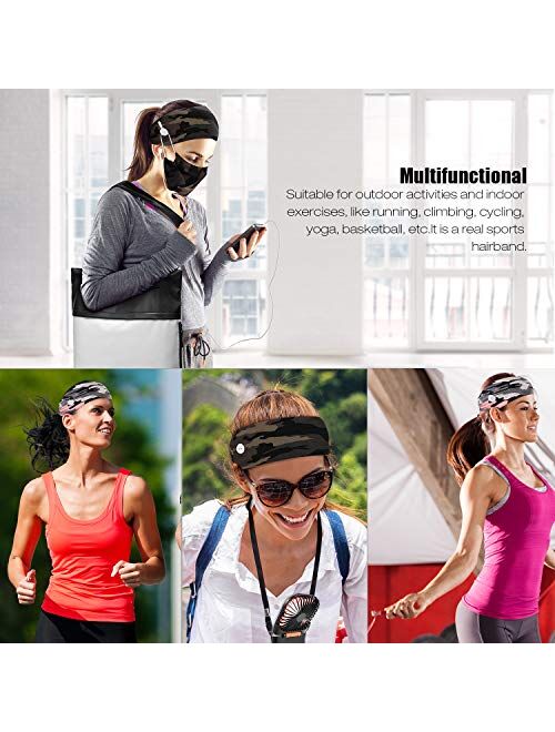 2 Pcs Headbands Set Headband with Buttons for Mask, Elastic Non Slip Women Special Hair Accessories for Yoga and Running Exercise
