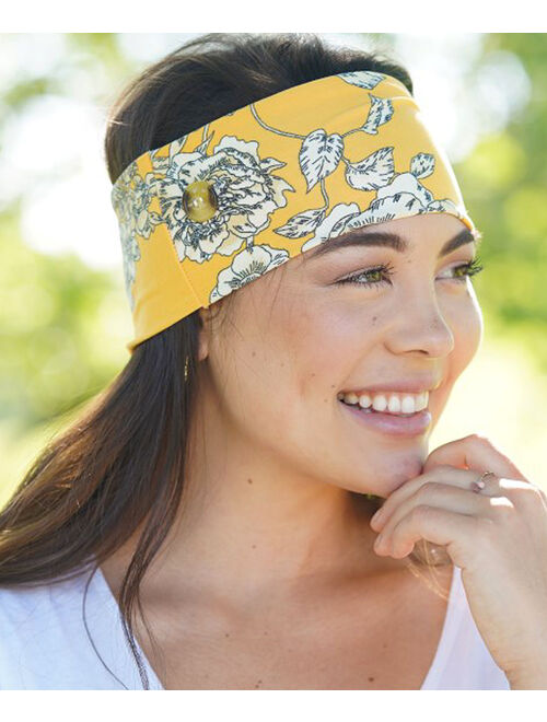 Love, Kuza Yellow & White Floral Dual-Layer Non-Medical Mask & Button Headband Set