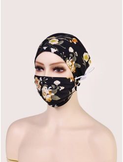Floral Print Face Mask & Hair Band