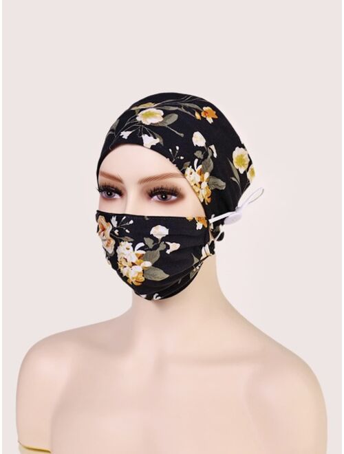 Shein Floral Print Face Mask & Hair Band